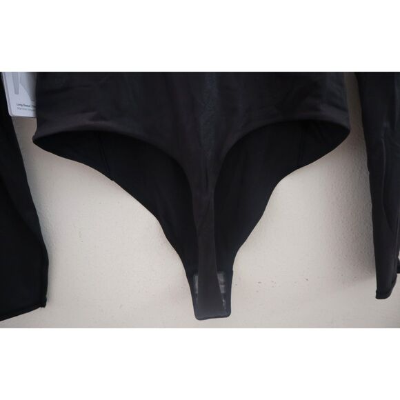 Lululemon Women's Sz M Black Wundermost Nulu Square Neck L/S Bodysuit *Shine - Picture 5 of 10